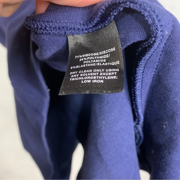 Lafayette Navy Blue Cap Sleeve Peplum Ruffle Dress Size 16 - Picture 13 of 13